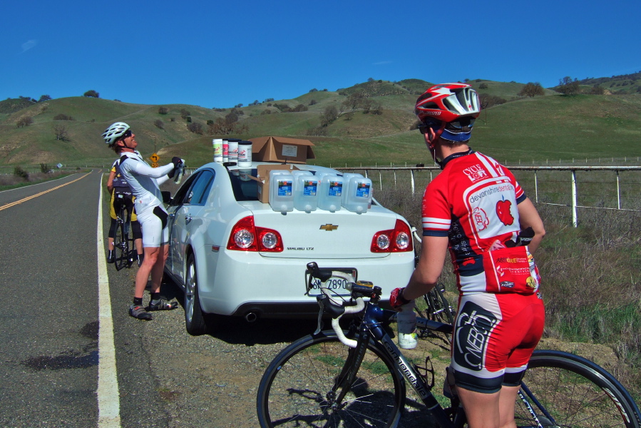 Tim Clark struggles with his bottle at the turnaround point.