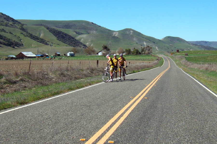 Team SCCC stops to fix one of their flats.