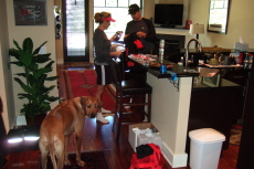 Kumba, Laura, and Michael get ready for our hike up to Round House.