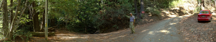 David stands at Kings Creek Road (r) and Kings Creek Truck Trail (l).