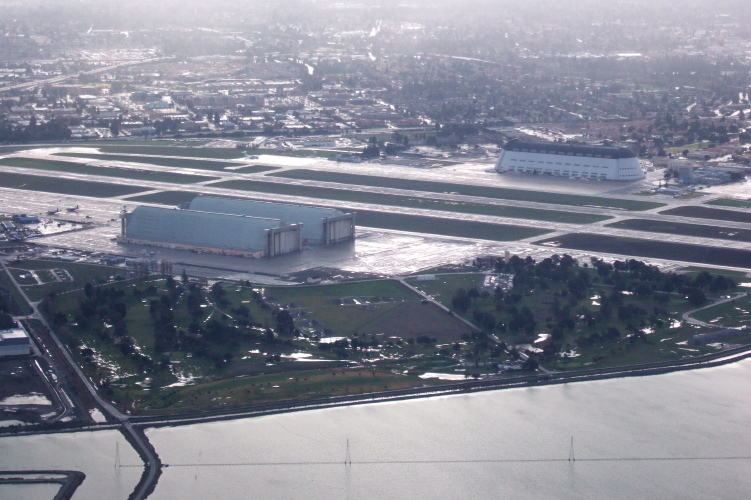Rain-soaked Moffet Field.