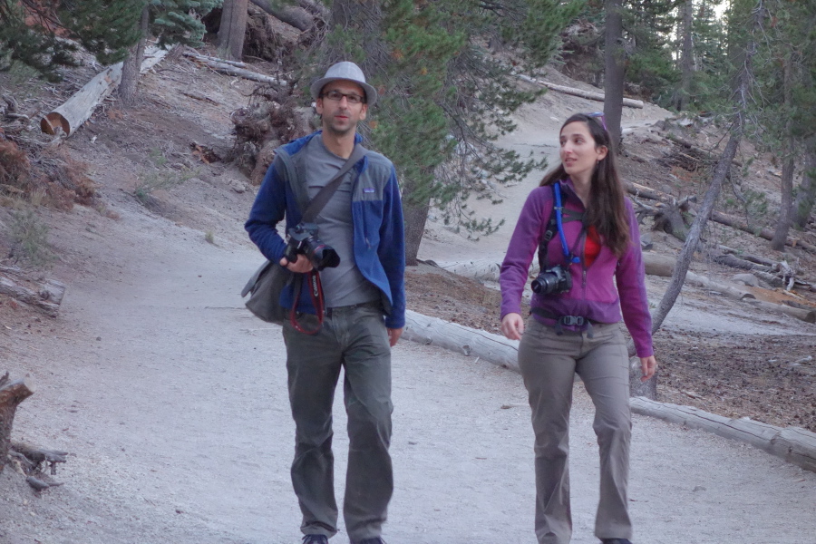 Here come Bogdan and Pauline, having just visited Devil's Postpile.