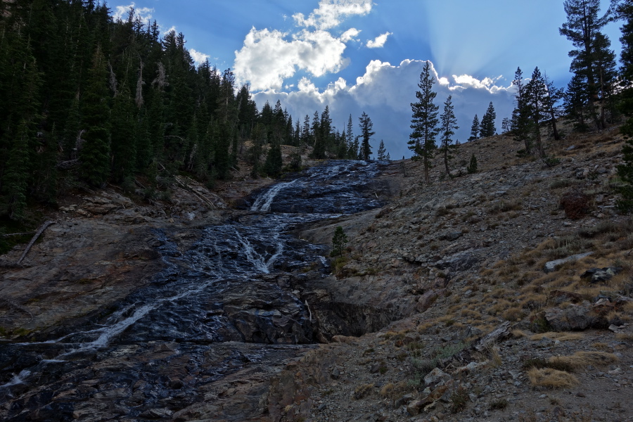 View up the rock slide