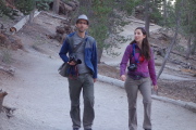 Here come Bogdan and Pauline, having just visited Devil's Postpile.