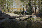 Frank at mid-span on the bridge over Shadow Creek