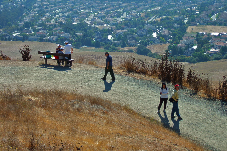 Michi and Marty wait for the group at a view spot on the Hidden Valley Trail.