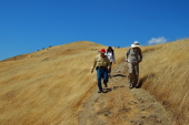 The group descends from the summit.