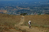 David trudges up the Peak Meadow Trail while Ron and Marty are lost in conversation.