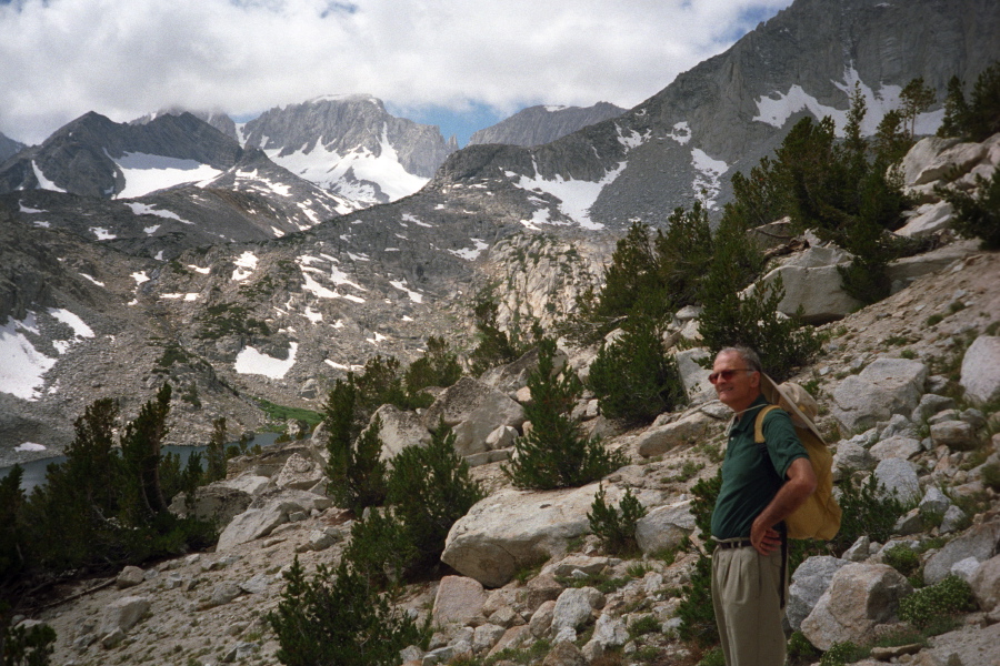 David on the Mono Pass Trail above Ruby Lake (left).