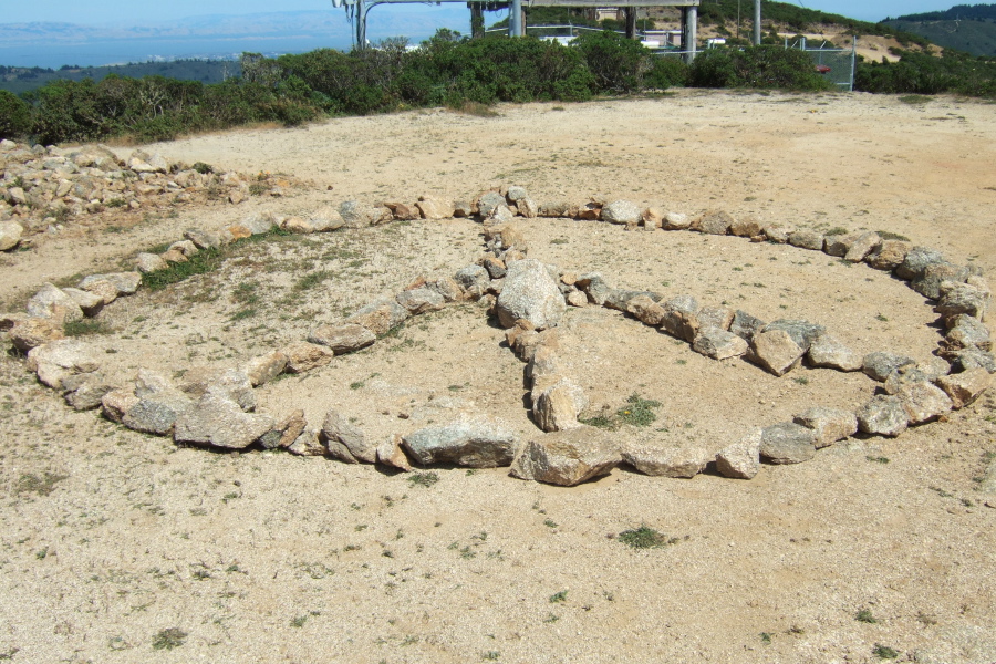 Stone peace sign on Middle Peak