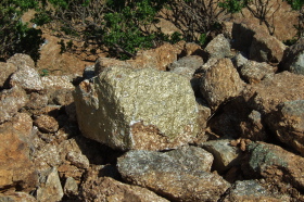 Gold-painted rock