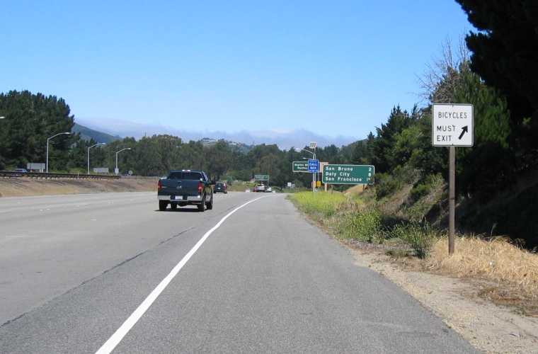 Exiting I-280 at Skyline Blvd. (510ft)