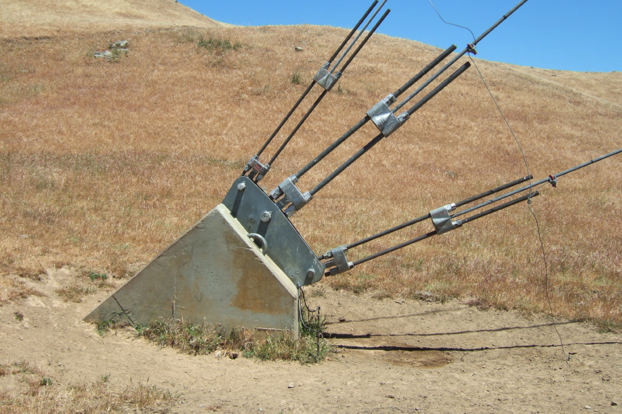 Guy wire anchor and grounding