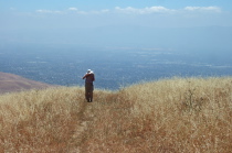 Loma Prieta can barely be seen through the haze above San Jose below.