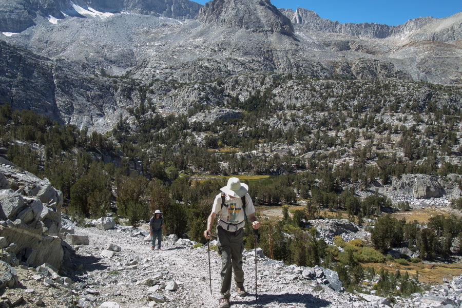 Bill and Stella march up the last of the climb to Morgan Pass (11100ft).