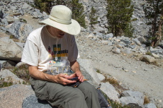 Bill reads off the stats for the hike thus far.