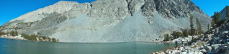 Chickenfoot Lake lies to the west of Mt. Morgan (13748ft) and Little Lakes Peak (12782ft).