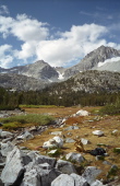 Pip-squeak Spire and Mt. Dade from Chickenfoot Lake