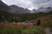 One last look back up Little Lakes Valley as the clouds thicken
