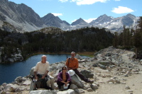 David, Stella, and Frank rest by Box Lake.