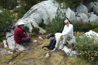 Frank and David enjoy lunch by Gem Lake.