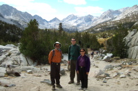 Frank, Bill, and Stella at the view of the peaks on the Morgan Pass trail.