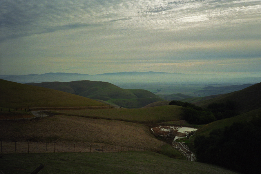 View down the south descent of Morgan Territory Rd.