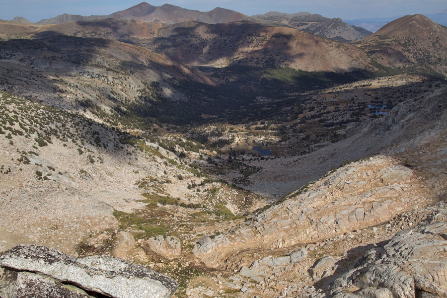 View down Hall Valley from Conness south ridge