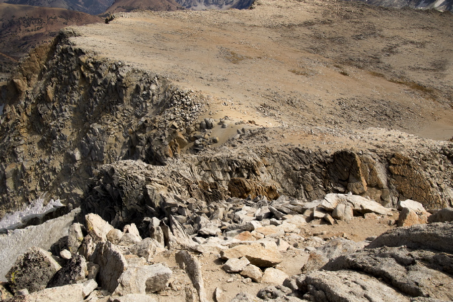 View down the arête from the summit.