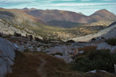 View down Hall Valley from the bowl beneath the cirque.