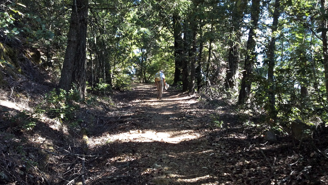 David hikes up the Mountain Top Trail.