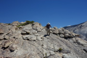 David makes his way cautiously to the edge of the south summit.