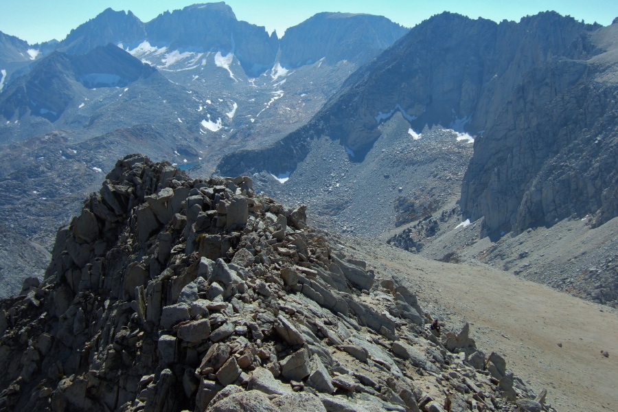Stella waits below the summit.