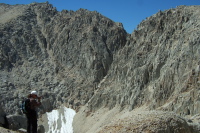 Stella looks down toward Mono Pass.