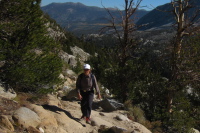 Stella climbs up toward Mono Pass.