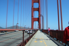 Sharing the east walkway with pedestrians