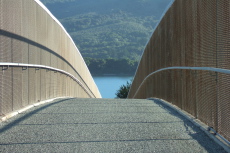 On the pedestrian bridge over I-280 near Canada Road
