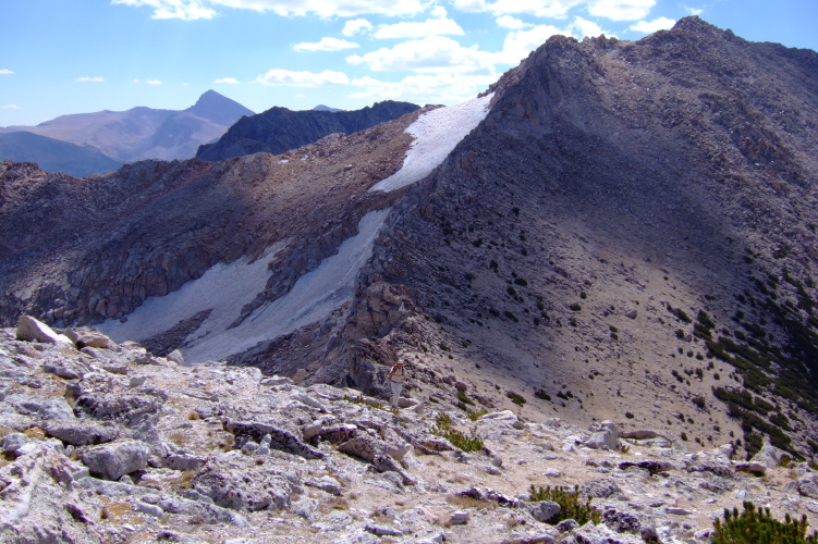 David climbing higher on the southeast ridge of Mt. Conness.