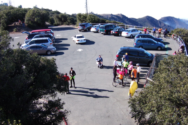 Summit parking area from the observation platform.
