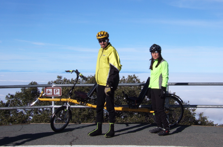 Zach and Michi get ready to ride down the mountain.