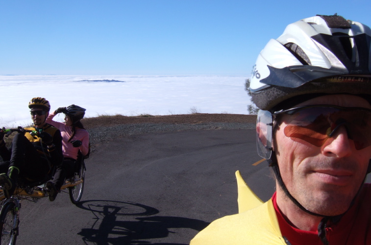 Zach, Michi, and Bill climb Summit Rd.