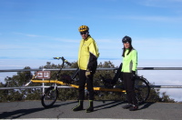 Zach and Michi get ready to ride down the mountain.