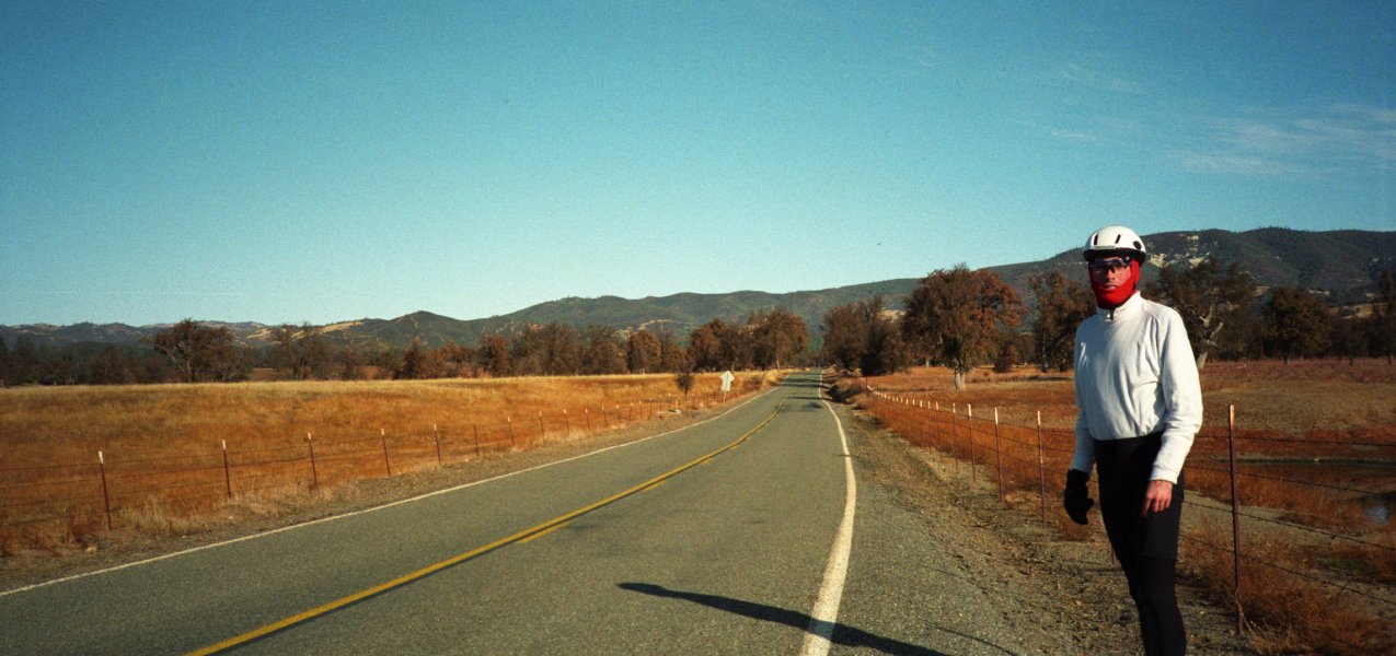 Bill stops briefly for a photo in the very cold San Antonio Valley.