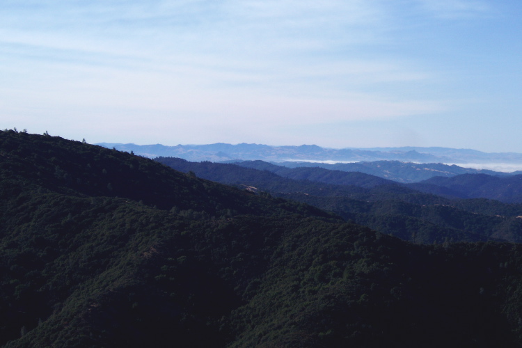 The peaks of Pinnacles National Monument from Mt. Hamilton.
