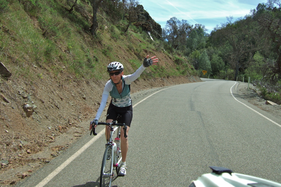 She managed to get a good draft behind and beside me for much of the descent.