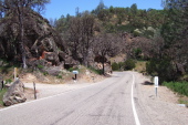 Descending past some interesting rocks on Mines Rd.