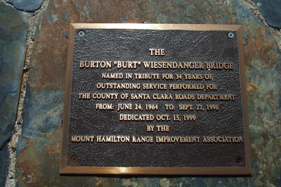 Burt Wiesendanger Bridge placque.