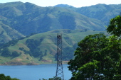 Bald Eagle nest in transmission tower near Calaveras Reservoir.
