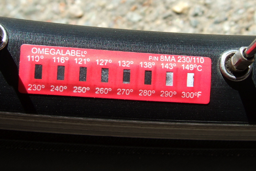 Looks like my rim got to 138C, maybe 143C.
