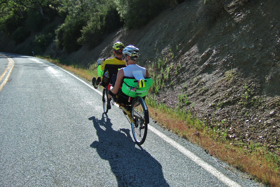 Zach and Willie start up the last and longest climb to Copernicus Peak.